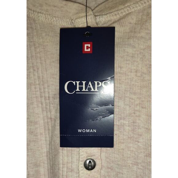 Chaps Womens Beige Top PLUS Sz 3X Lightweight Wide Ribbing Pockets River NWT - Picture 4 of 15